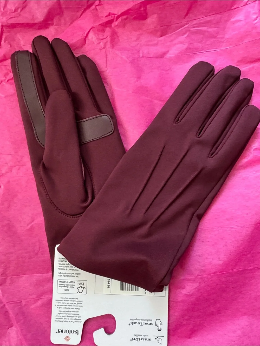 isotoner Women's Burgundy Dress Gloves - Picture 5 of 5